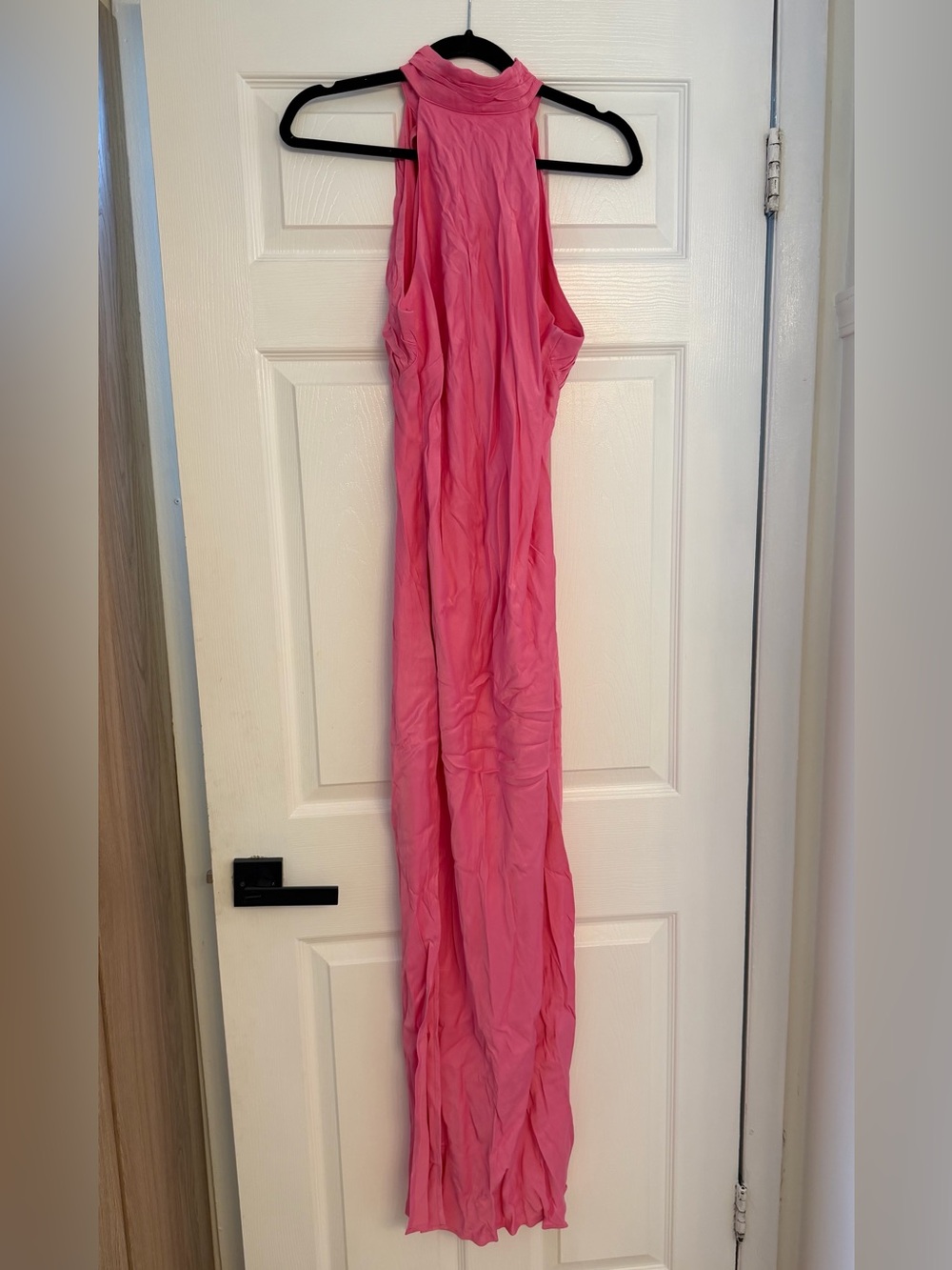 Meshki Hot Pink High-Neck Maxi Dress